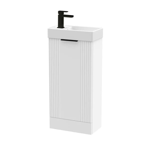 Balterley White 400mm Floor Standing Vanity Unit with Black Handle White Unisex