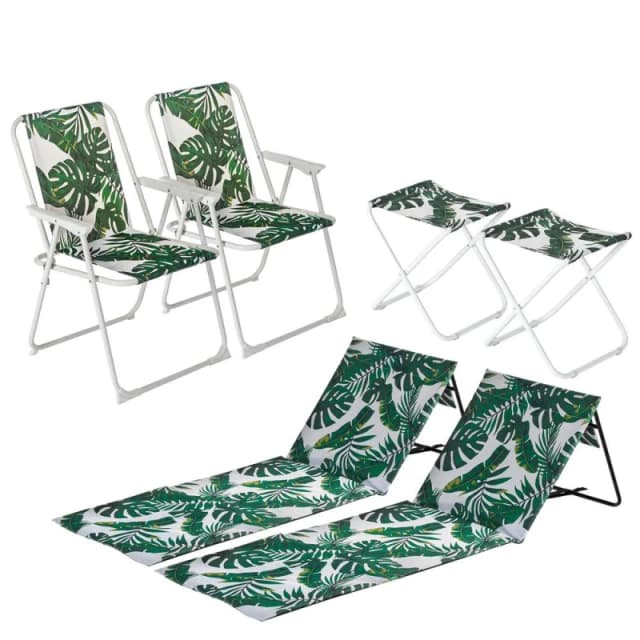 Harbour Housewares 6 Piece Folding Beach Furniture Set - Banana Leaf