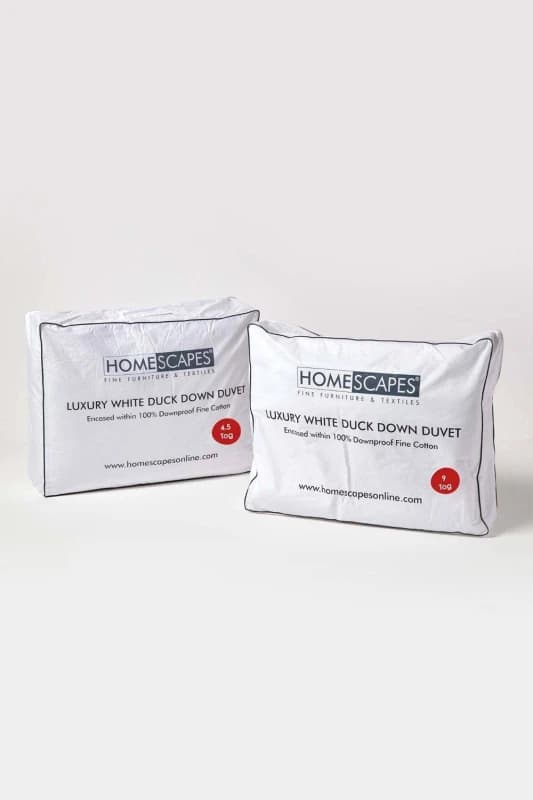 Homescapes Luxury White Duck Down 13.5 Tog All Seasons Duvet, Double