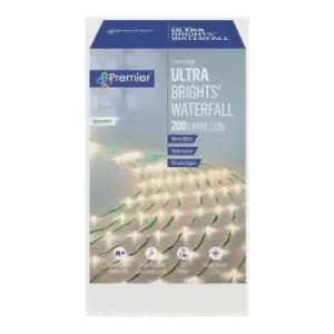 Premier UltraBrights Waterfall Lights 200 LEDs Warm White Green Wire - LV184720WW