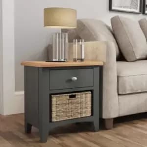 Grasmere Two Tone Oak & Grey 2 Drawer Hallway/Bathroom Storage Unit With Wicker Baskets