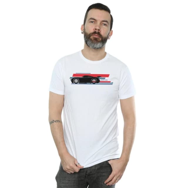 Disney Men Cars Jackson Storm Stripes T-Shirt in White Size: Small White S Male 5057245943314