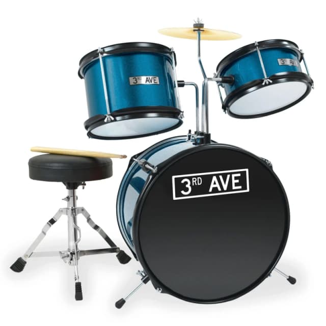 3rd Avenue 3 Piece Junior Drum Kit Blue unisex 3 Piece