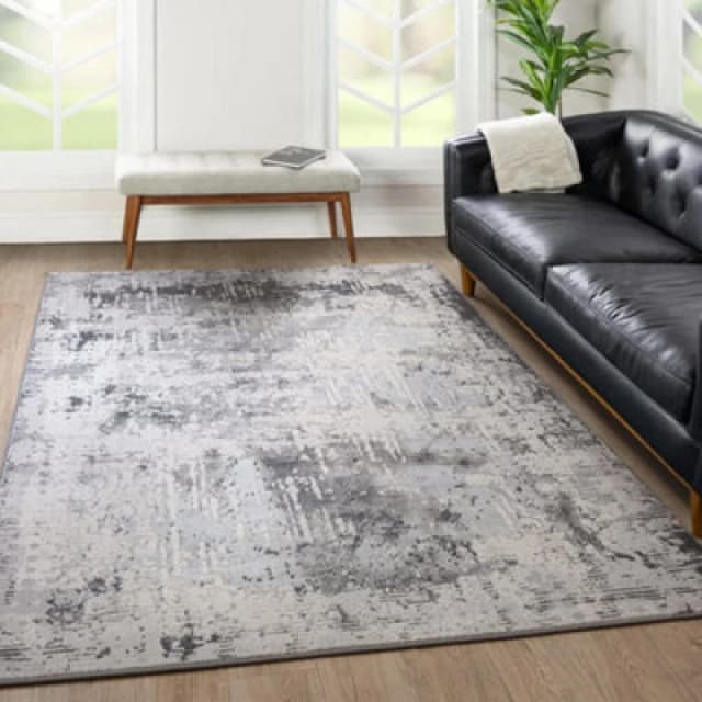 The Rug Edit Ritz Luxe Shimmer Charcoal Living Room Rug 160X220Cm