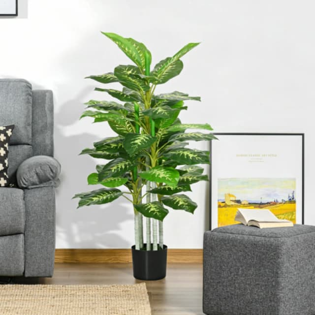 HOMCOM HOMCOM 120cm Artificial Evergreen Tree Fake Plant in Pot Indoor Decor Green One Size Unisex 5063603024663