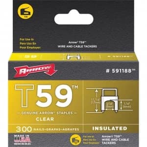 Arrow T59 Insulated Staples 8mm Clear Pack of 300