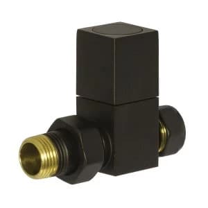 Heating Style Square Straight Radiator Valves - Black