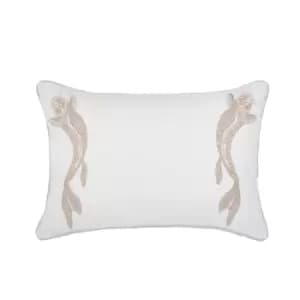 Sanderson Lotus Leaf Embroidered Cushion 60cm x 40cm, Ivory