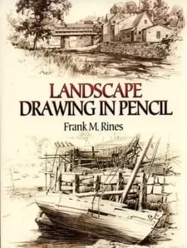 Landscape drawing in pencil by Frank M Rines