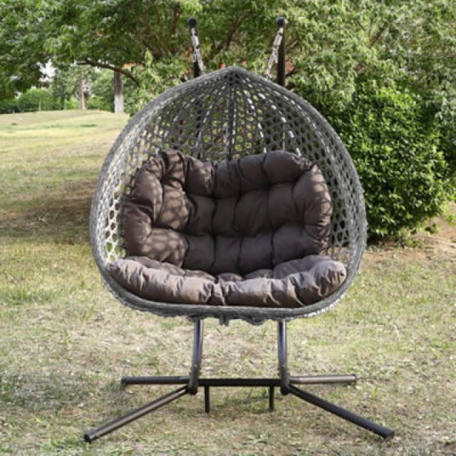 Artemis Home Alston Double Garden Hanging Egg Chair in Dark Grey Dark Grey Unisex