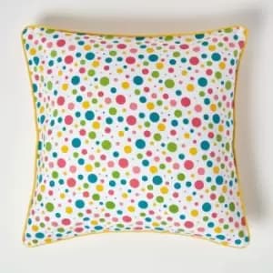 Homescapes - Cotton Multi Colour Polka Dots Cushion Cover, 60 x 60cm - Multi Colour