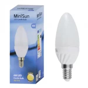 MiniSun 4W SES/E14 Frosted Candle Bulb In Warm White