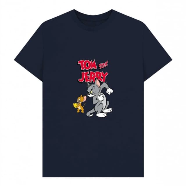 Tom & Jerry Mens Cheese T-Shirt in Navy Size: Small Navy Male S