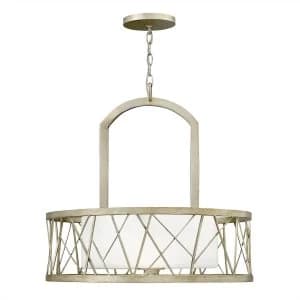 3 Light Ceiling Pendant Chandelier Silver Leaf, E27