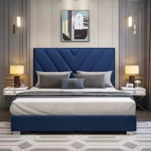 Deana Bed Super King Plush Velvet Blue