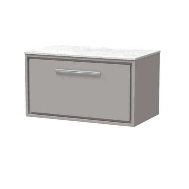 Balterley 800mm Wall Hung Single Drawer Vanity with Marble Worktop - Pebble Grey Grey Unisex