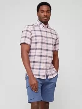 Tommy Hilfiger Tonal Check Regular Fit Short Sleeve Shirt - Pink, Size 2XL, Men