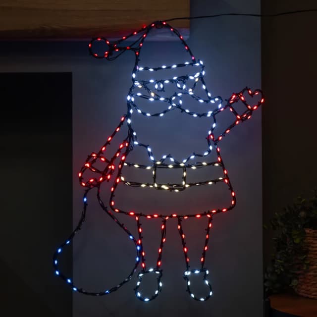 59cm x 45cm Light up FlexiBrights Christmas Santa Silhouette with 237 Multi-Coloured LEDs