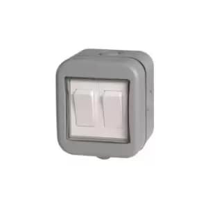 Bg Electrical - bg Weatherproof IP55 10A 2 Gang Switch - Grey