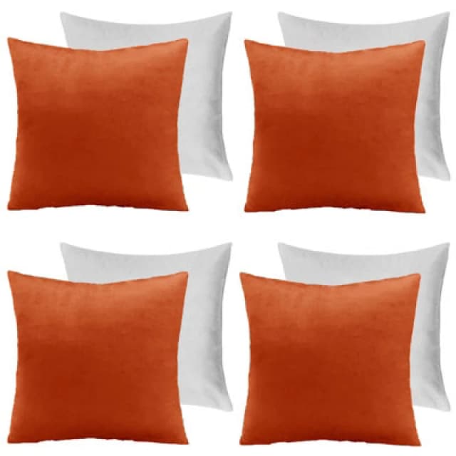 OHS OHS 4 x Matte Velvet Filled Cushion Covers Soft Zip in Burnt Orange Size: 45cm x 45cm Burnt Orange 45cm x 45cm Unisex 5027434178742