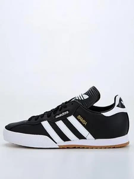 (Black, 8 UK) Adidas Originals Samba Super Black Leather Mens Trainer Shoes