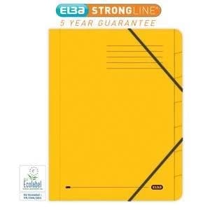 Original Elba Boston Foolscap Part File Pressboard Elasticated 7 Part Yellow Pack of 5