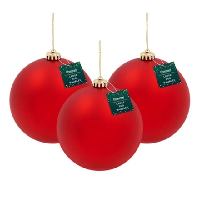 Christmas Workshop 3pk 15cm Red Traditional Matt Bauble