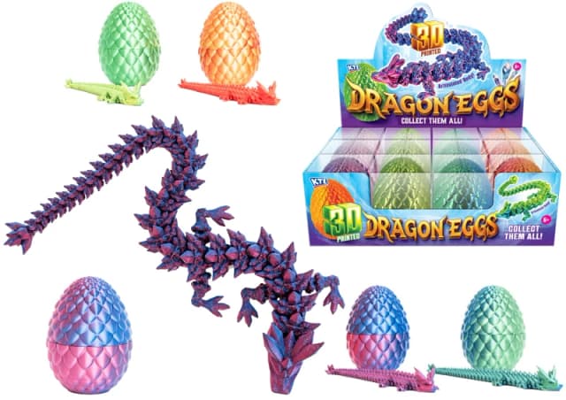 Curious Minds 3D Printed Dragon in Egg Toy with Articulated Body for Age 6+ (Single)