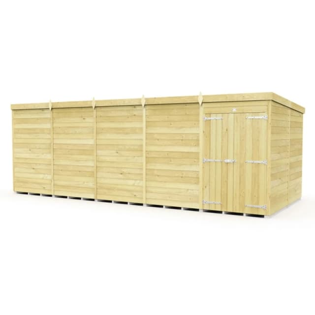 Buttercup Farm 20 x 8 Feet Pent Shed - Double Door W/O Window - L231 x W589 x H201cm in Brown Brown Unisex