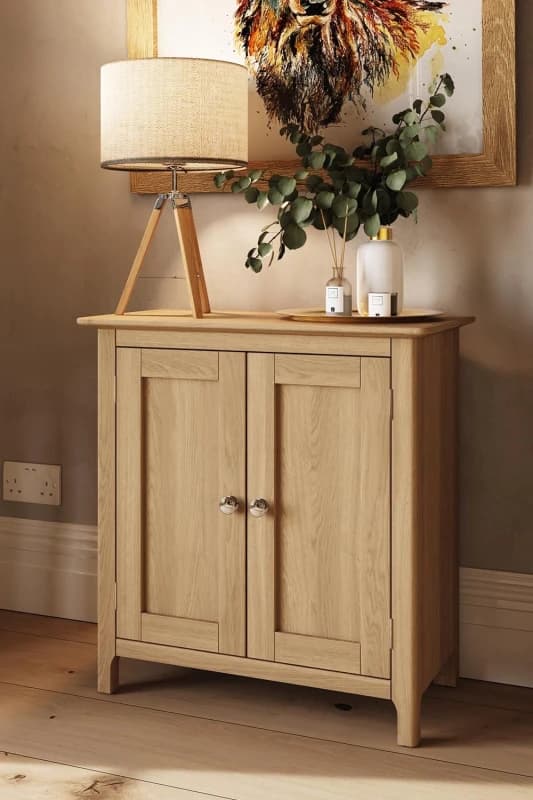 FWStyle FWStyle 2 Door Compact Sideboard Natural Oak Finish in Brown Brown One Size Unisex 5056413117670