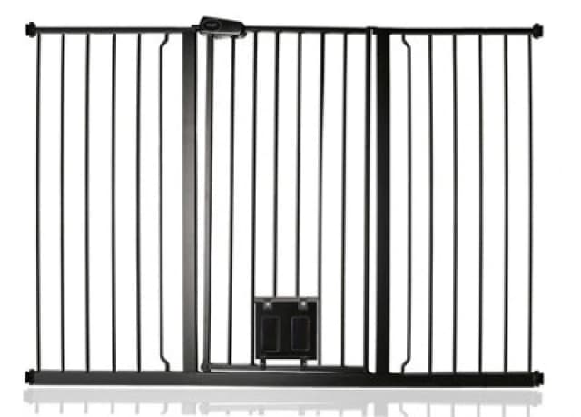 Bettacare Pet Gate With Lockable Cat Flap, 139.8Cm - 147.4Cm, Black, 104Cm In Height