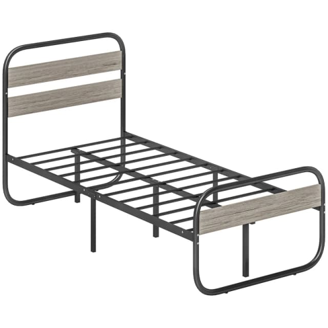 HOMCOM Metal Platform Bed Frame with Under Bed Storage - 3ft TJ Hughes Grey 5061025077410