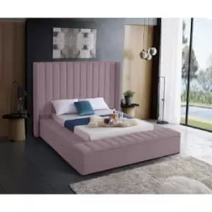 Kensington Upholstered Beds - Plush Velvet, King Size Frame, Pink - Pink