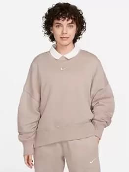 Nike Phoenix Over-Oversized Crewneck Sweatshirt, Light Brown Size M Women