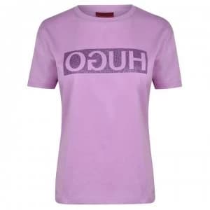 Hugo Boss Glitter Print Reversed Logo T-Shirt Pink Size L Men