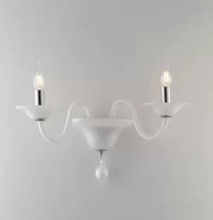 SOFFIO Twin 2 Light Candle Wall Light White 47x36x30cm