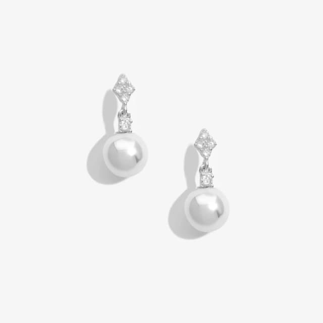 Simply Silver Sterling Silver 925 Cubic Zirconia And Pearl Triangle Drop Earrings Silver