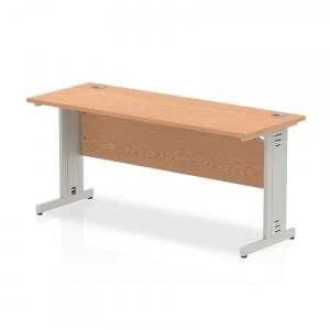 Trexus Desk Rectangle Cable Managed Silver Leg 1600x600mm Oak Ref