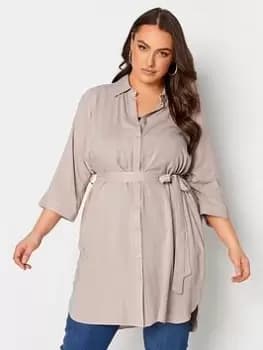 Yours Long Tie Belt Shirt, Pink, Size 18, Women