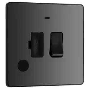 BG Evolve Black Chrome Switched 13A Fused Connection Unit with Power LED Indicator & Flex Outlet