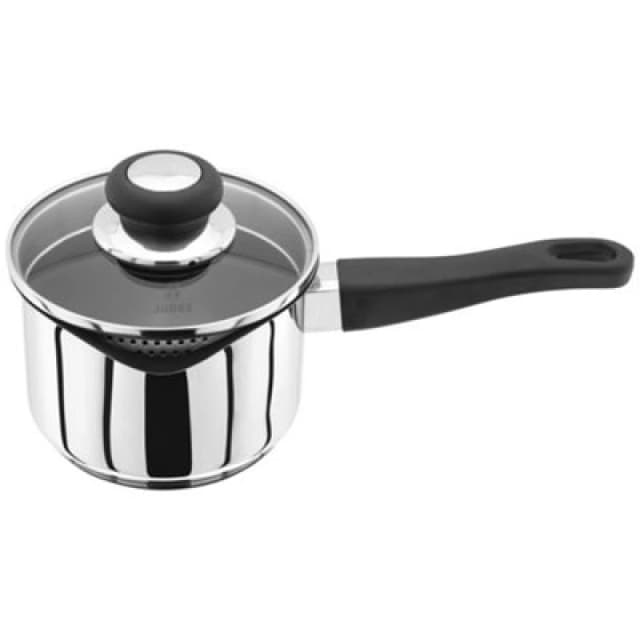 Judge Vista Non-Stick Draining Saucepan With Shatterproof Vented Glass Lid 14Cm / 1L - Silver