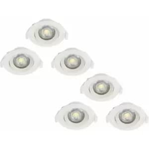 Loops - 2 pack 3 pack Flush Adjustable Ceiling Downlight White Plastic 5W led