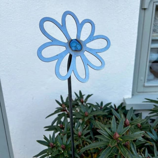 Poppy Forge 1 Feet Flowering Daisy Plant Pin (Pack Of 3) - Bare Metal/ready To Rust