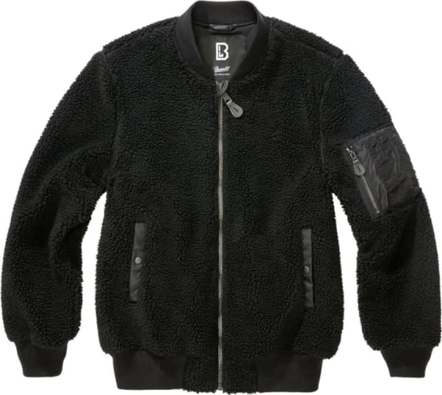 Brandit MA1 Sherpa Teddy Fleece Jacket, black, Size S