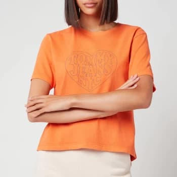 Tommy Jeans Womens Tjw Bxy Stitch Tee - Washed Orange - L
