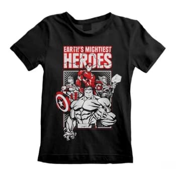 Marvel Comics Avengers - Earths Mightiest Heroes Unisex 12-13 Years T-Shirt - Black