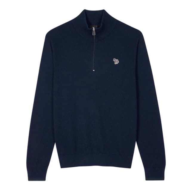 Paul Smith Zebra Logo quarter Zip Sweater - Blue Blue XL