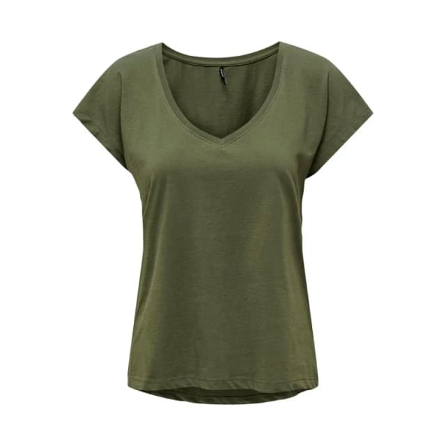Only Womens v-neck T-Shirt Only Winnie Vert Female S