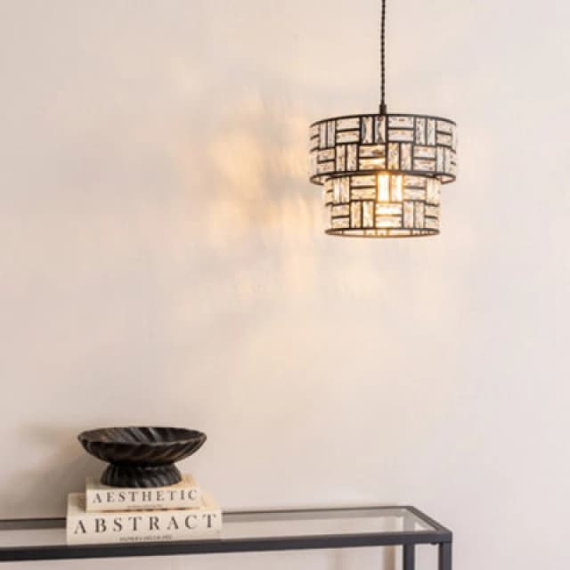 ValueLights Elise Acrylic Jewel Two Tier Easy Fit Lamp Shade Black