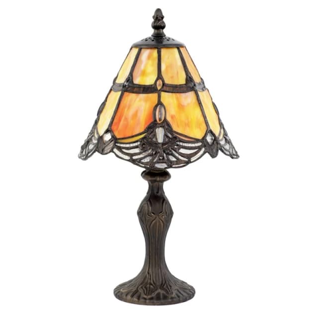 Happy Homewares Quirky & Petite Coloured Stained Glass Tiffany Lamp with Clear Beads in Orange Orange Unisex